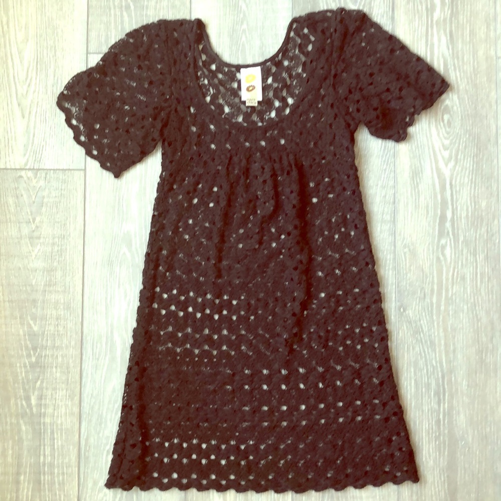 Black crochet dress